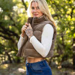 Fireside Cropped Corduroy Puffer Vest (Elephant)