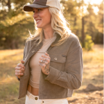 Women's Cropped Corduroy Shirt (Elephant)