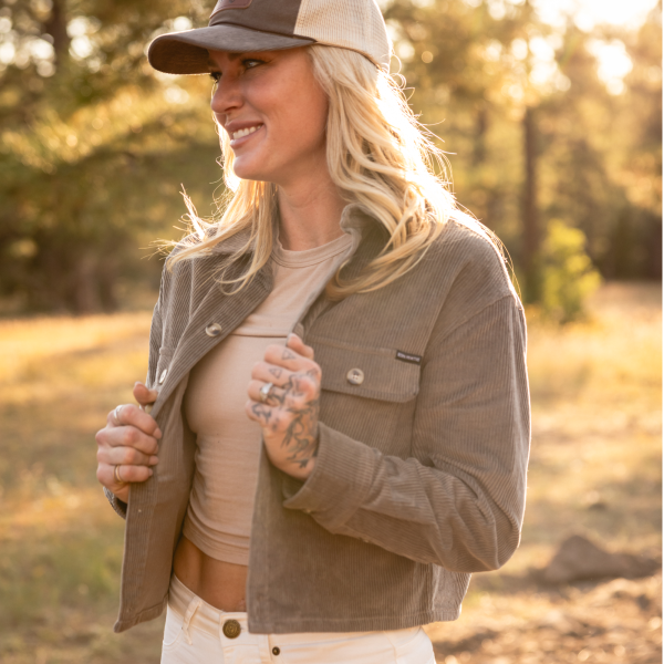 Women's Cropped Corduroy Shirt (Elephant)