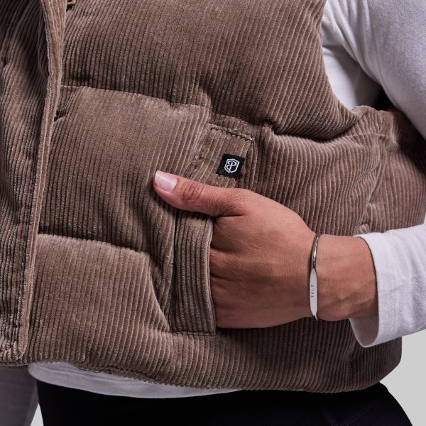 Fireside Cropped Corduroy Puffer Vest (Elephant)