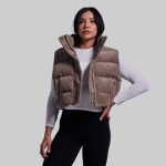 Fireside Cropped Corduroy Puffer Vest (Elephant)
