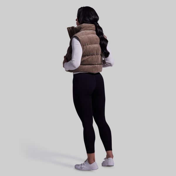 Fireside Cropped Corduroy Puffer Vest (Elephant)