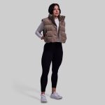Fireside Cropped Corduroy Puffer Vest (Elephant)