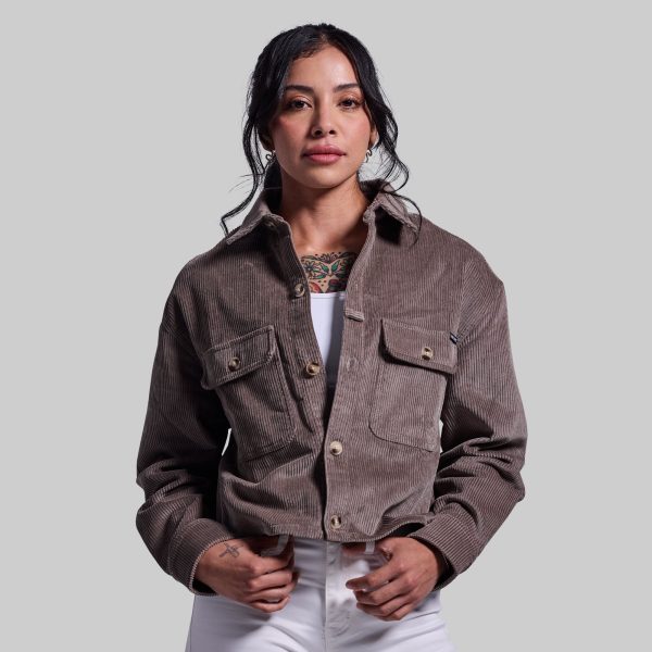 Women's Cropped Corduroy Shirt (Elephant)