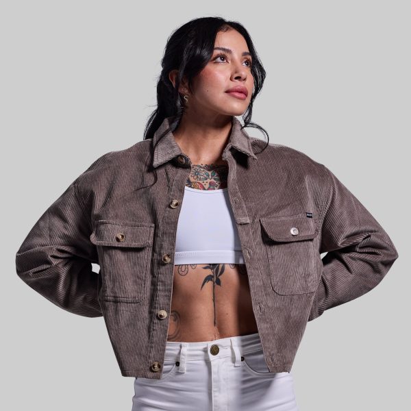Women's Cropped Corduroy Shirt (Elephant)