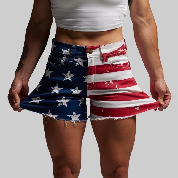 FLEX Stretchy Jean Short (American Flag)