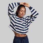 Lounge Lux Cropped Pullover (BP Navy Stripe)