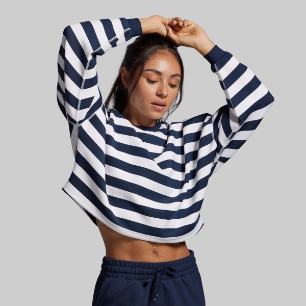 Lounge Lux Cropped Pullover (BP Navy Stripe)