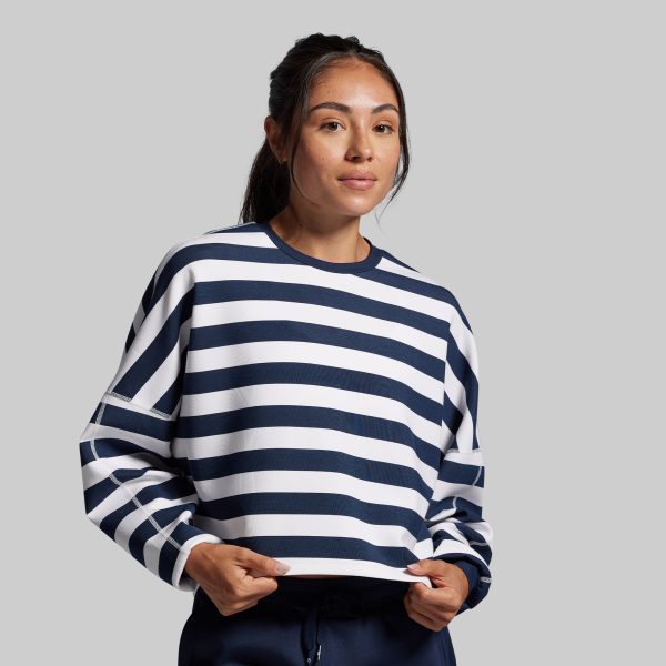 Lounge Lux Cropped Pullover (BP Navy Stripe)