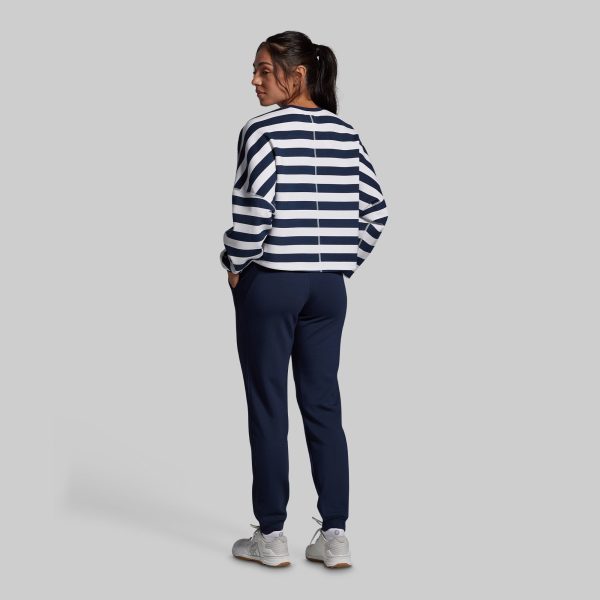 Lounge Lux Cropped Pullover (BP Navy Stripe)